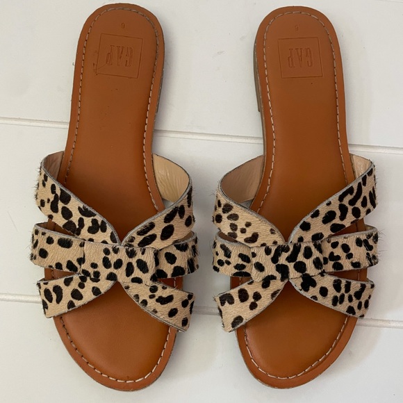 GAP faux fur leopard print slides - Picture 1 of 4